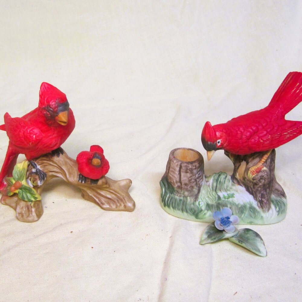 VTG PAIR OF CARDINAL FIGURINES MILANO PORCELAIN BY MANN